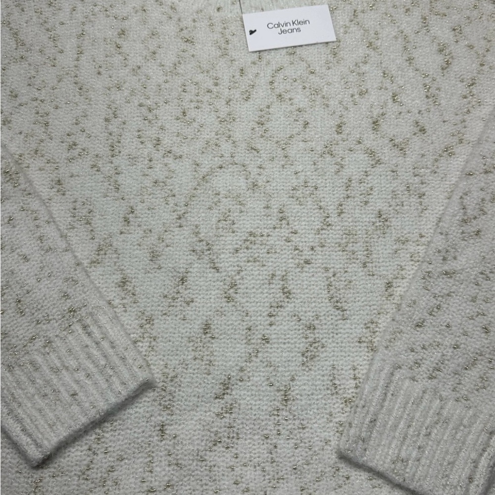 Calvin Klein Jeans Cream and Silver Knit Sweater - Picture 9 of 10